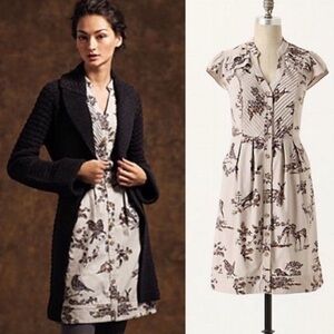 MAEVE Southward Stop Dress Anthropologie Deer Bird Owl Size 0